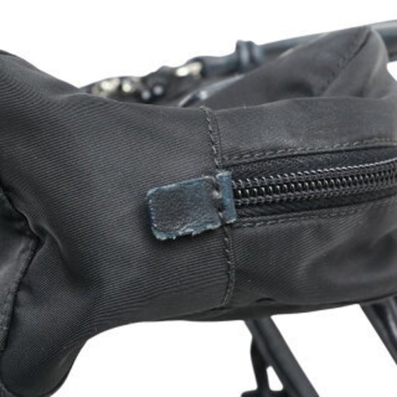 PRADA Triangle Logo Plate Evening Bear Bijou Mini Bag Handbag Black Nylon - Picture 6 of 10